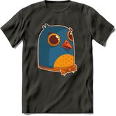 Strik duif T-Shirt Grappig | Dieren vogel Kleding Kado Heren / Dames | Animal Skateboard Cadeau shirt - Donker Grijs - L