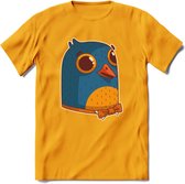 Strik duif T-Shirt Grappig | Dieren vogel Kleding Kado Heren / Dames | Animal Skateboard Cadeau shirt - Geel - S