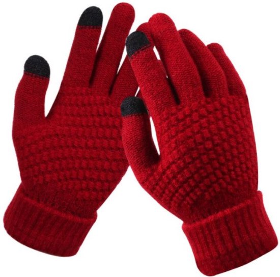 New Age Devi - Gants pour écran tactile - Velours rouge - Taille unique - Stretch - Mobile - Merveilleusement chaud - Coup de cœur de l'hiver !!