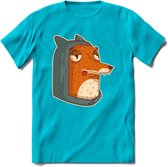 Hoodie fox T-Shirt Grappig | Dieren vos Kleding Kado Heren / Dames | Animal Skateboard Cadeau shirt - Blauw - L