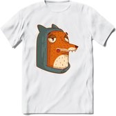 Hoodie fox T-Shirt Grappig | Dieren vos Kleding Kado Heren / Dames | Animal Skateboard Cadeau shirt - Wit - M