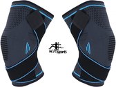MJ Sports Premium Knee Sleeves - Kniebrace - Knieband - Powerlifting - Fitness - Set van 2 - Maat XL - Unisex - Blauw