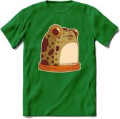 Blije kikker T-Shirt Grappig | Dieren reptielen Kleding Kado Heren / Dames | Animal Skateboard Cadeau shirt - Donker Groen - S