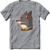 Casual wolf T-Shirt Grappig | Dieren Kleding Kado Heren / Dames | Animal Skateboard Cadeau shirt - Donker Grijs - Gemaleerd - S