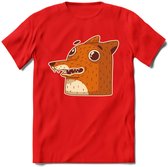 Friendly fox T-Shirt Grappig | Dieren vos Kleding Kado Heren / Dames | Animal Skateboard Cadeau shirt - Rood - M