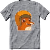 Safety fox T-Shirt Grappig | Dieren vos Kleding Kado Heren / Dames | Animal Skateboard Cadeau shirt - Donker Grijs - Gemaleerd - 3XL