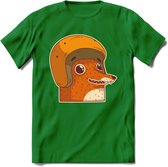 Safety fox T-Shirt Grappig | Dieren vos Kleding Kado Heren / Dames | Animal Skateboard Cadeau shirt - Donker Groen - 3XL