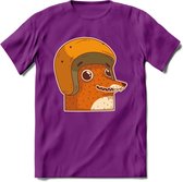 Safety fox T-Shirt Grappig | Dieren vos Kleding Kado Heren / Dames | Animal Skateboard Cadeau shirt - Paars - L