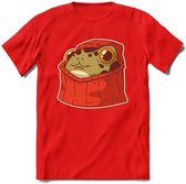 Hoodie frog T-Shirt Grappig | Dieren kikker Kleding Kado Heren / Dames | Animal Skateboard Cadeau shirt - Rood - L