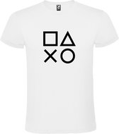 Wit t-shirt met Playstation Buttons  print Zwart t size 4XL