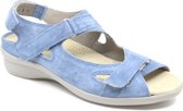 Durea 7376 licht blauwe dames sandaal met klittenbandsluiting
