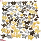 100 stuks metalen bedels - hangers bijen en vlinders mix kleuren