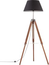 vidaXL Vloerlamp driepoot 141 cm massief teakhout honingbruin en zwart