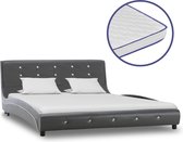 vidaXL Bed met traagschuim matras kunstleer grijs 140x200 cm