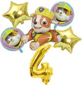 Paw Patrol - Set ballonnen - Verjaardag - Rubble - 4 jaar - gouden ballonnen