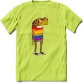 Casual gay pride kikker T-Shirt Grappig | Dieren reptiel Kleding Kado Heren / Dames | Animal Skateboard Cadeau shirt - Groen - 3XL
