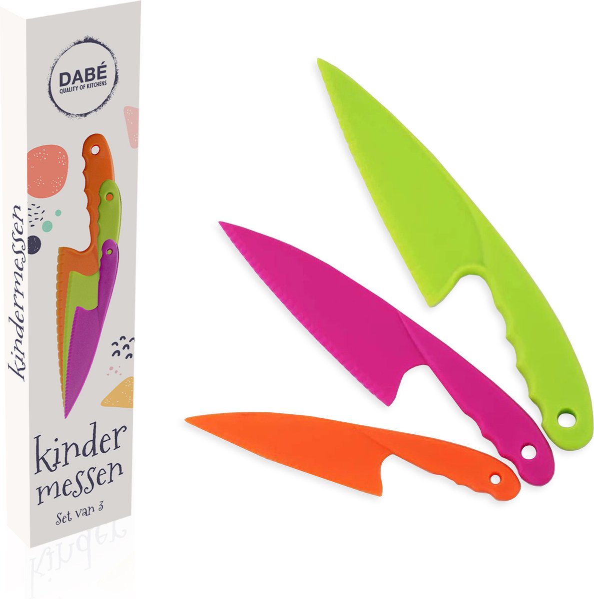 Dabé Kindermessen Messen voor kinderen Veiligheidsmessen -Kiddikutter Gekleurde messenset voor kinderen Kindermes Kindvriendelijke messenset voor kinderen Bestek voor kinderen Kids kitchen knife Kinderbestek Plastic