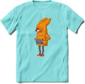 Verlegen vos T-Shirt Grappig | Dieren honden Kleding Kado Heren / Dames | Animal Skateboard Cadeau shirt - Licht Blauw - M