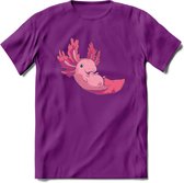 Schattig Axolotl T-Shirt Grappig | Dieren amfibieën Kleding Kado Heren / Dames | Animal Cadeau shirt - Paars - XXL