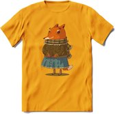 Casual vos T-Shirt Grappig | Dieren honden Kleding Kado Heren / Dames | Animal Skateboard Cadeau shirt - Geel - S