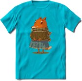 Casual vos T-Shirt Grappig | Dieren honden Kleding Kado Heren / Dames | Animal Skateboard Cadeau shirt - Blauw - L