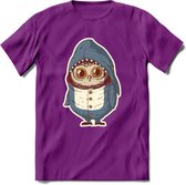 Casual haai uil T-Shirt Grappig | Dieren vissen uilen Kleding Kado Heren / Dames | Animal Skateboard Cadeau shirt - Paars - L