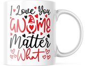 Valentijn Mok met tekst: I love you gnome matter what | Valentijn cadeau | Valentijn decoratie | Grappige Cadeaus | Koffiemok | Koffiebeker | Theemok | Theebeker