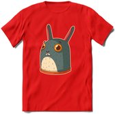 Konijn T-Shirt Grappig | Dieren konijnen Kleding Kado Heren / Dames | Animal Skateboard Cadeau shirt - Rood - L
