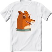 Lachende vos T-Shirt Grappig | Dieren honden Kleding Kado Heren / Dames | Animal Skateboard Cadeau shirt - Wit - L