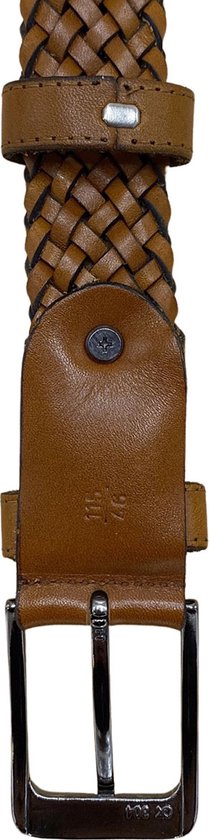 Riem - Cuir tressé - 3,5 cm - Riem en cuir marron clair - 135 cm (Tour de taille 115 cm)