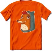 Hippe vos T-Shirt Grappig | Dieren honden Kleding Kado Heren / Dames | Animal Skateboard Cadeau shirt - Oranje - XXL