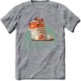 Kat murrmy T-Shirt Grappig | Dieren katten halloween Kleding Kado Heren / Dames | Animal Skateboard Cadeau shirt - Donker Grijs - Gemaleerd - M