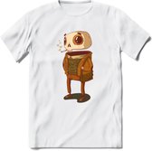 Casual skelet T-Shirt Grappig | Dieren halloween Kleding Kado Heren / Dames | Animal Skateboard Cadeau shirt - Wit - 3XL