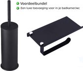 Luxe Badkamerset | Voordeelbundel | Wc rolhouder | Toiletborstel met houder | Badkamer - Accessoires | Moderne design | RVS | Anti oxidant | Kledinghanger | Zwart