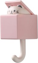 Kinderkapstok Haakjes - 2 stuks -  Roze Kat -  Dieren - Kinderkamer - Kids