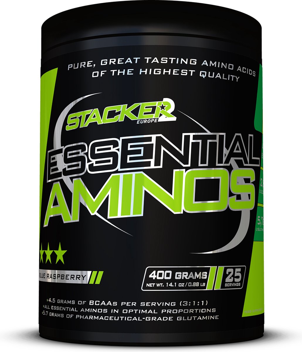 Goedkoopste Stacker 2 Essential Aminos Blue Raspberry - 400 gram - Drinkmaaltijd
