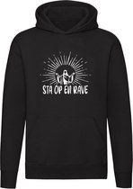 Sta op en rave | Unisex | Trui | Sweater | Hoodie | Capuchon | Zwart | Jezus | Muziek | Party | Feest | Fuif | Dansen