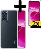 Hoesje Geschikt voor OPPO Reno 6 Hoesje Siliconen Case Met 2x Screenprotector - Hoes Geschikt voor OPPO Reno 6 Hoes Siliconen - Transparant