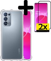 Oppo Reno 6 Pro Hoesje Transparant Met 2x Screenprotector Shockproof - Oppo Reno 6 Pro 5G Case - Shockproof Oppo Reno 6 Pro Hoes Met 2x Screenprotector - Transparant