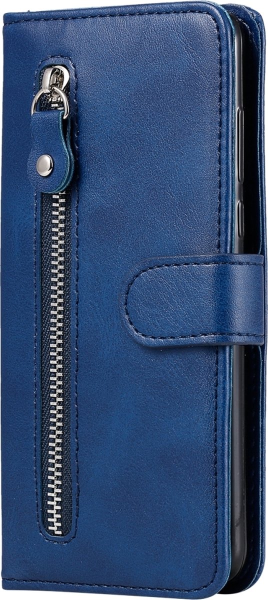 Mobigear Telefoonhoesje geschikt voor Huawei P Smart (2020) Hoesje | Mobigear Zipper Bookcase Portemonnee | Pasjeshouder voor 3 Pasjes | Telefoonhoesje voor Pinpas / OV Kaart / Rijbewijs - Blauw