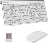 Equantu®️ - Ergonomisch- toetsenbord en muis - Draadloos - USB Connector - Apple - Android - QWERTY Draadloze Toetsenborden - Wireless Keyboard & Mouse - Silver