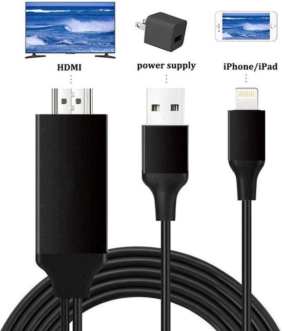 XSSIVE HDTV - Convient pour adaptateur Apple iPhone Lightning vers HDMI - 2  mètres 