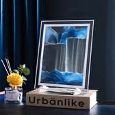 Artick Bewegende Zandkunst - 3D Landschap - Decoratie In Glas - Sand Art - Vierkant - 18 cm - Blauw