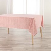 Katoenen Tafelkleed/Tafelzeil Roze met wit Print 140 x 240 cm