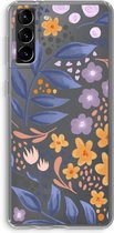 CaseCompany® - Galaxy S21 Plus hoesje - Flowers with blue leaves - Soft Case / Cover - Bescherming aan alle Kanten - Zijkanten Transparant - Bescherming Over de Schermrand - Back Cover