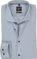 OLYMP No. 6 Six super slim fit overhemd - mouwlengte 7 - wit met licht- en donkerblauw poplin - Strijkvriendelijk - Boordmaat: 39