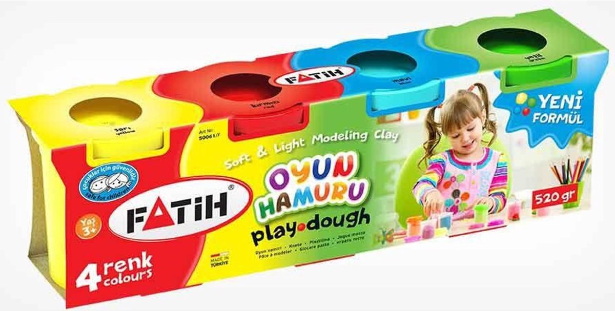 Fatih play dough klei set | Starterpakket 4x130gr - 4 Kleuren | Speelklei