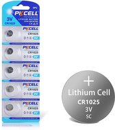 PKCELL 5 Stuks -  CR1025 Knoopcel Batterijen - Lithium - Silver Cell - 3 V