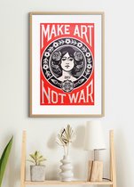 Poster In Houten Lijst - Make Art Not War - Deco Illustratie - 50x70 - Obey Print