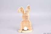 Konijn - Houten Konijn met fluffy staartje - EASTER BUNNY FLUFFY - 13X21CM